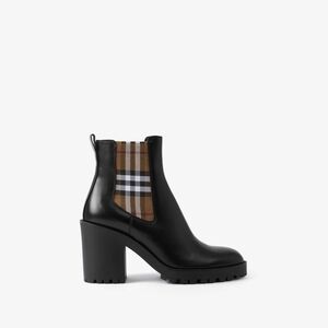 Burberry Black Ankle Boots with Check Pattern